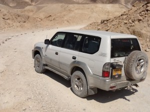 Descending from the small crater.