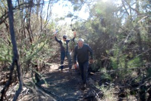 Dan and Cliff pushing through the thickets.