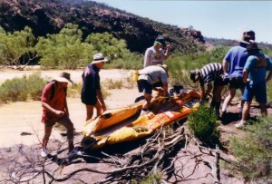 Deflating a duck prior to carting it back to The Bus.