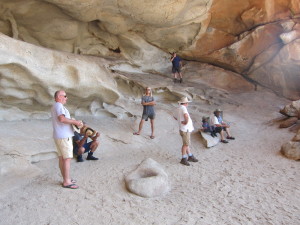 Jeff, Henry, Harrison, Daniel, Kim, Ayesha and Tony in the 'cave'.