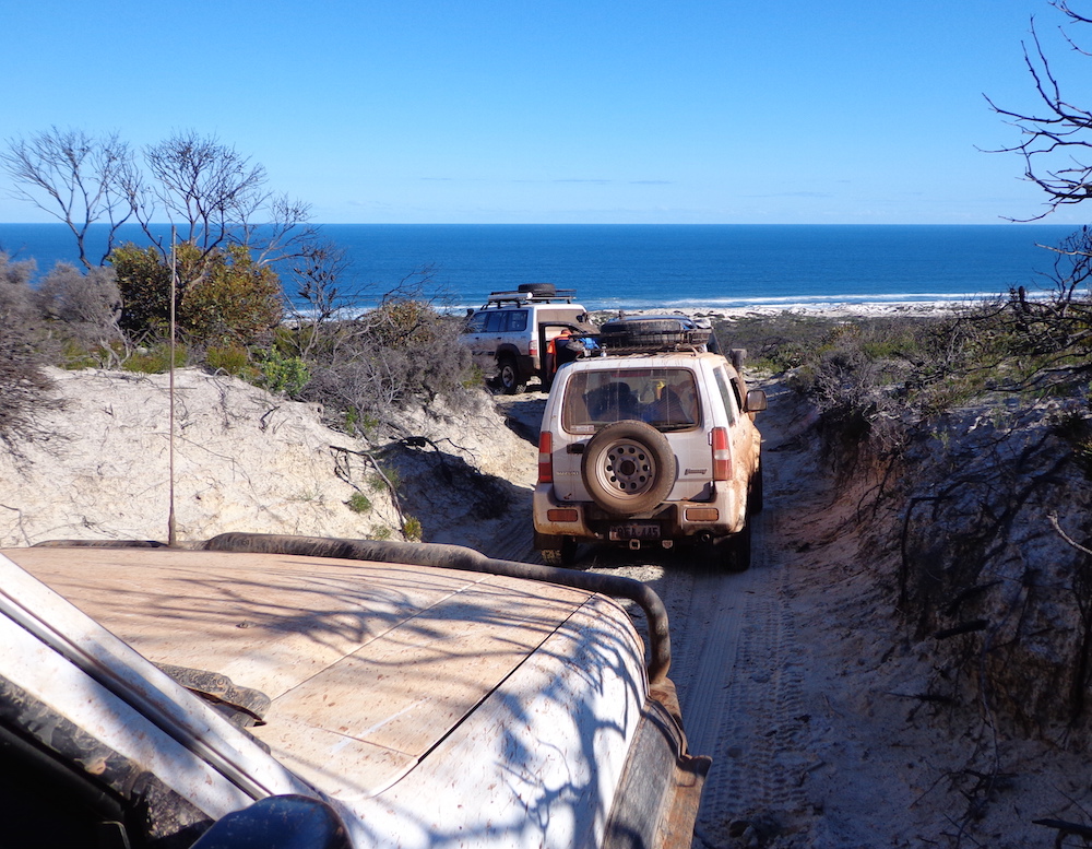 Heading from the Wylie Scarp down to the beach. *