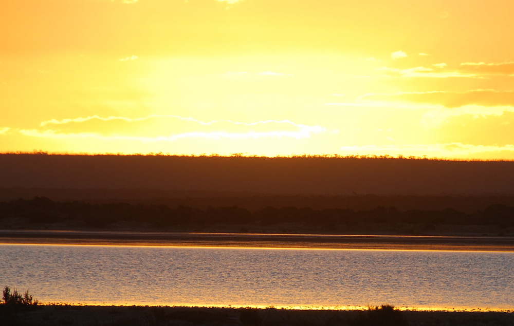 Sunset over water.