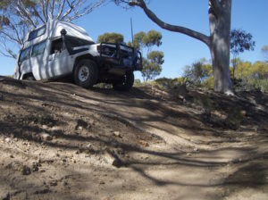 Steve takes his Toyota across a gutter.