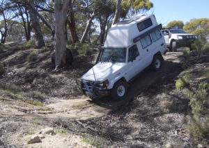 Steve takes his camper through first obstacle.