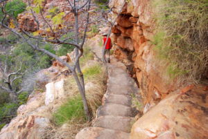 Descending to the pool.