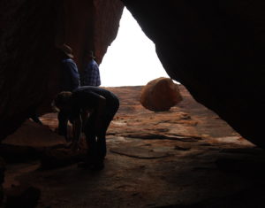 Inside a weathered rock.