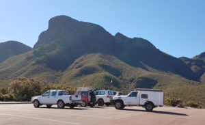 Our vehicles in the Bluff Knoll carpark.