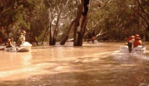 The extensive floodwater meant that sometimes the boat crews were temporarily unsure of their precise location.