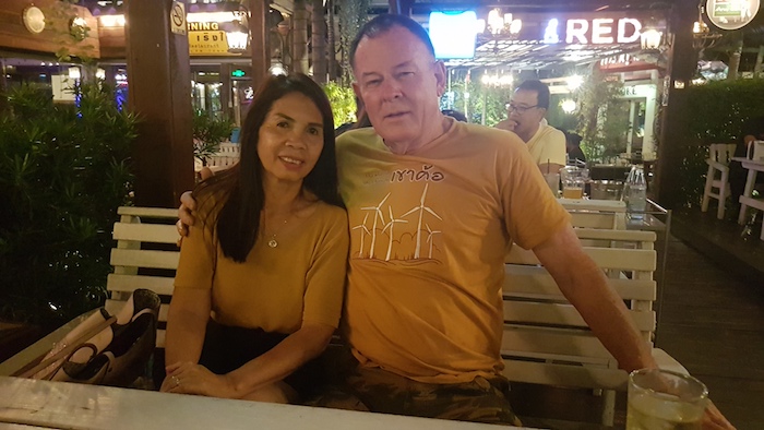 Tassy and Kim in a restaurant in Bangkok.