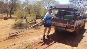 Matt pulls in Aaron’s winch rope.