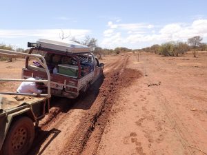 An innocuous looking part of the track grabbed the Navara and the drag of the trailer was too much.