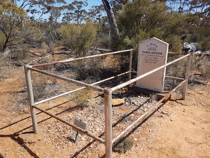 The grave of Thomas Davidson, a Scottish prospector who blew his brains out with a pistol.