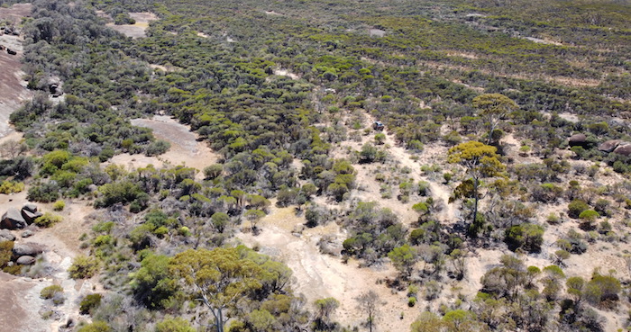 Two vehicles on Hunts Track at Sandford Rocks.