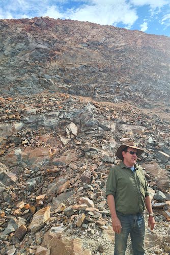 Scotty at a disused open cut pit.