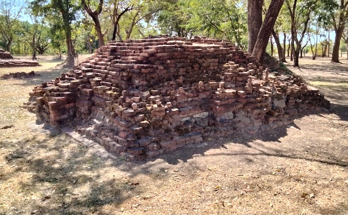 One of the five bases aligned north-south to the south of the chedi.